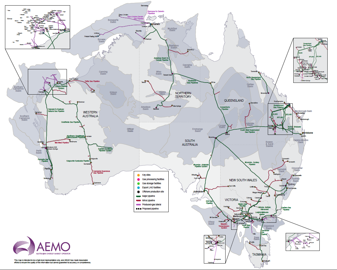 Gas Bulletin Board map