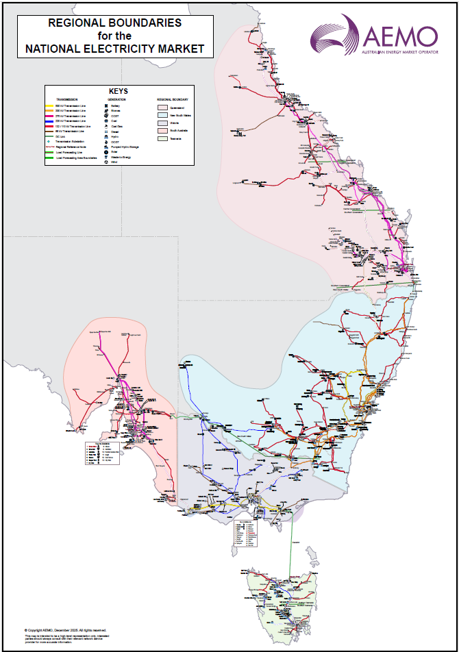 Regional boundaries for the NEM