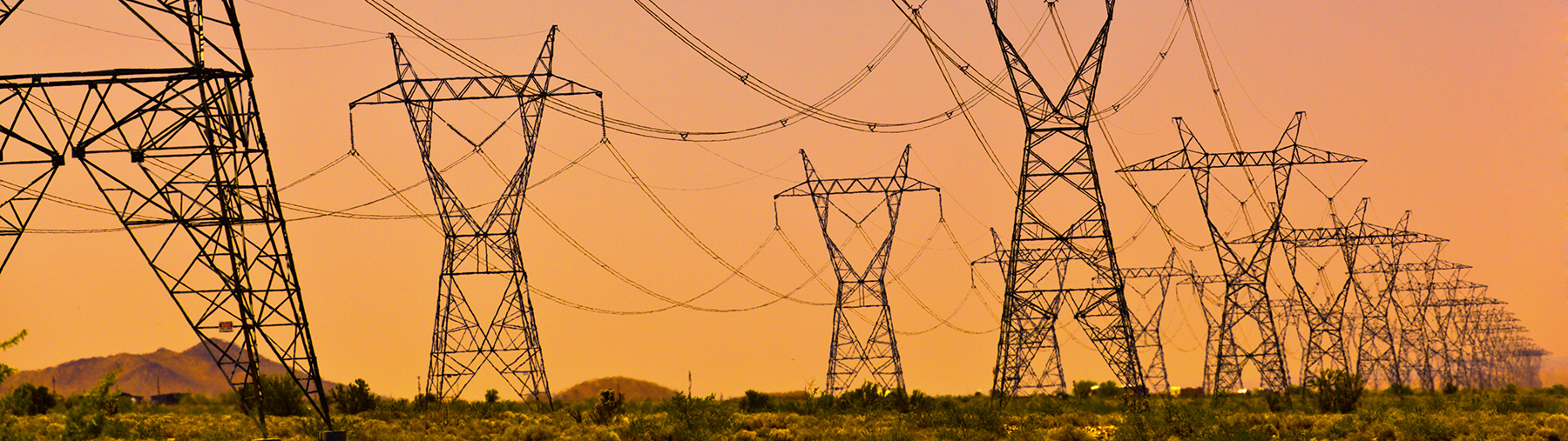 National Electricity Market Power lines at sunset