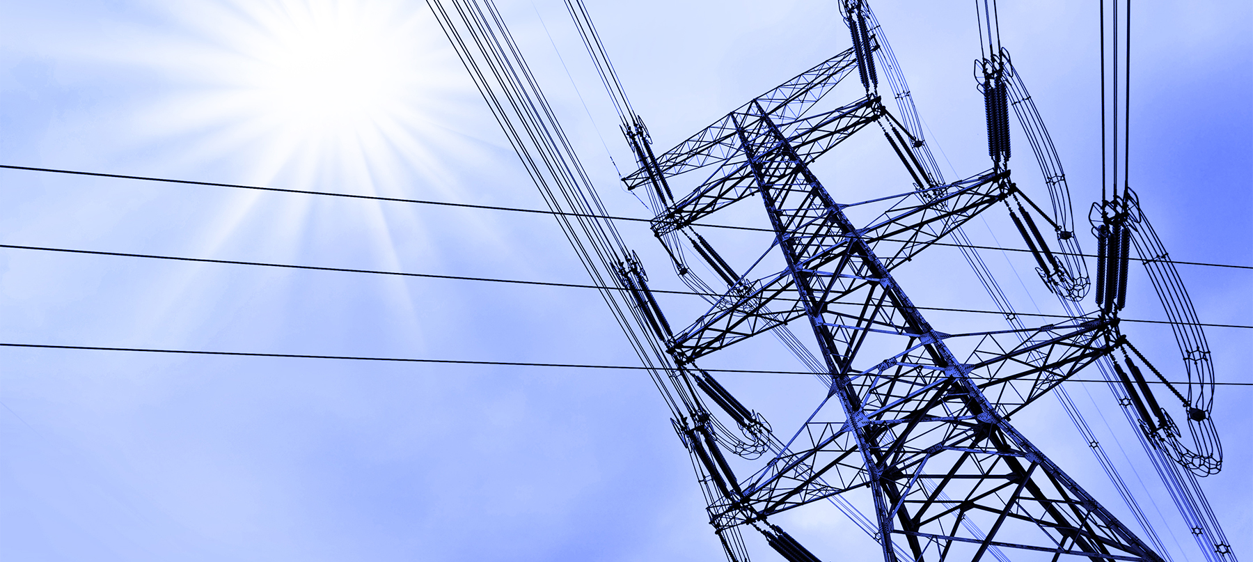 Power lines and voltage tower