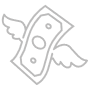 Icon showing a bank note with wings