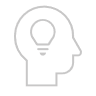 Icon showing a head with a lightbulb in it
